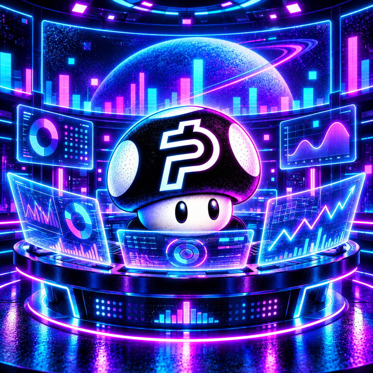Paidshroom at a neon trading terminal